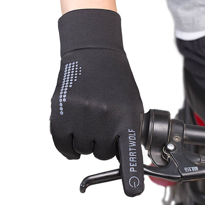 

Jieshiaibaoluo Autumn&winter cycling gloves for men&women warm driving gloves outdoor sports climbing touch screen waterproof gloves gray wave point