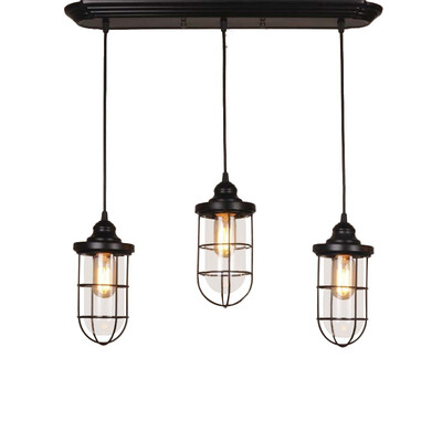 

Baycheer HL422464 Wrought Iron Style Three Light Black Finished Cage LED Multi Light Pendant