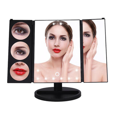 

LED Lighted Big Makeup Mirror 3X5X10X Magnifying Trifold Cosmetic Mirror Cosmetic Mirror Magnifying Makeup Mirror