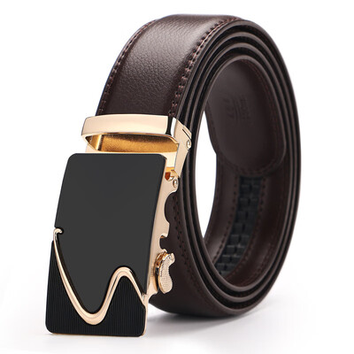 

2019 British Brand Fashion Automatic Buckle brown Genuine Leather Belt Mens Belts Top quality Cow Leather Belts for Men