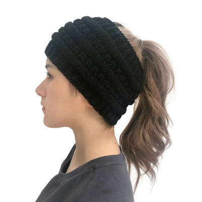 

Tailored Women Fashion Outdoor Solid Splice Hats Crochet Knit Holey Beanie Cap Headband