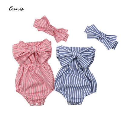 

US Seller Toddler Baby Girls Off Shoulder Romper Bodysuit Jumpsuit Outfits Set