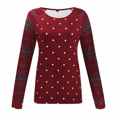 

Womens Long Sleeve Pullover Shirts Casual Christmas Print SLim Fit Autumn Tops