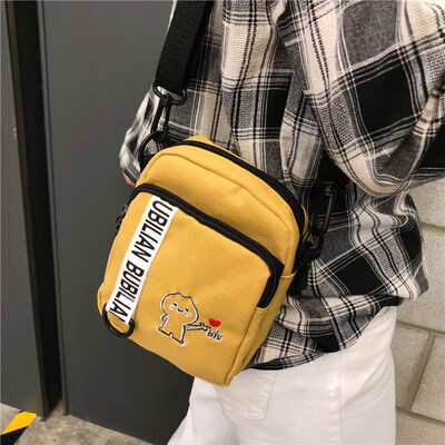 

Ins small bag canvas woman oblique satchel bag ancient sense of young college students summer shoulder canvas bag