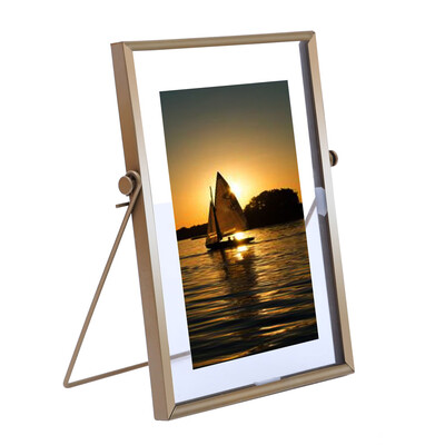 

Siaonvr Geometric Metal Photo Frame With Frame Decorative Ornaments 6×8Inch BlackGold