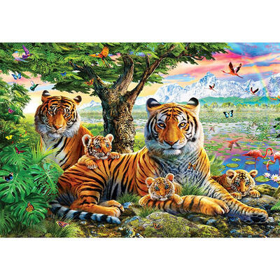 

5D DIY Full Drill Diamond Painting Tiger Family Cross Stitch Embroidery Kit