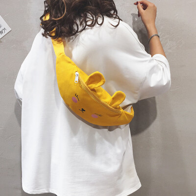 

Ins pocket female 2019 new Korean version of the wild cute canvas shoulder slung packet leisure sports chest bag tide