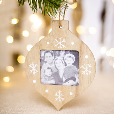 

Gobestart Wooden Christmas Photo Frame Decorations Photo Ornament Table Ornaments Pendant