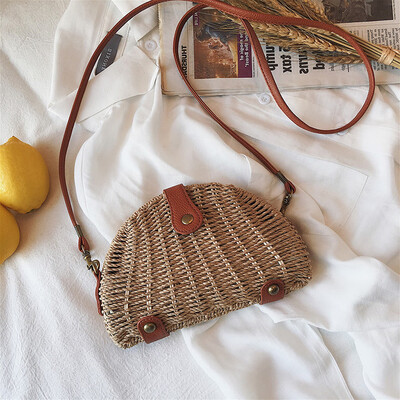 

Tailored Woman Mini Weave Beach Shoulder Bags Ladies Bohemian Style Leisure Hand Bags