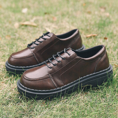

Japanese retro flat sole students Harajuku round head baby shoes Joker Korean academic English small leather shoes women