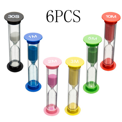 

6pcs Plastic Sand Clock Timer For Children Sand Time