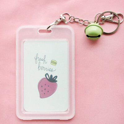 

Cute Transparent Card Cover Key Buckle Student Entrance Guard Card Bus Card Certificate Protection Cover