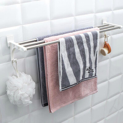 

〖Follure〗Double Chrome Wall Mounted Bathroom Towel Rail Holder Shelf Storage Rack Bar