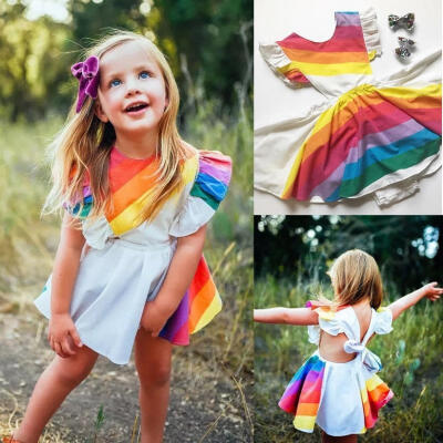 

Toddler Kids Girls Cothes Dress Princess Mini Summer Kids Party Pageant Back Bow Tutu Backless Dresses Girl 1-5T