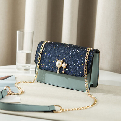 

Summer ins single shoulder teenage girls on the trend Korean version of Baitao students chain inclined Bag Fashion