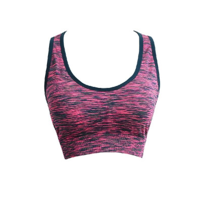 

Women Fitness Yoga Sports Bra Contrast Padded Wire Free Seamless Push Up Running Gym Racerback Vest Top Bra