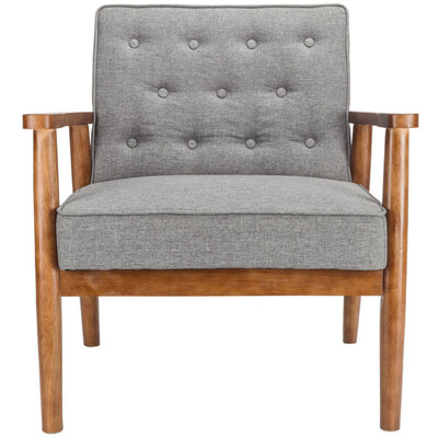 

Wooden Lounge Chair Furniture Retro Modern Upholstered Solid Wood Fabric Grey