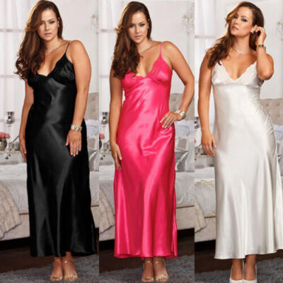 

Womens Satin Lingerie Ladies Nightie Nightwear Night Dress Silk Chemise