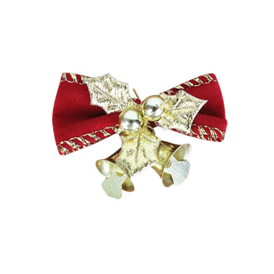 

Christmas Flocking Cloth Mini Bow With Cute Bells Bow Christmas Tree Bowknot Ornaments Hanging Decoration For Wedding Party