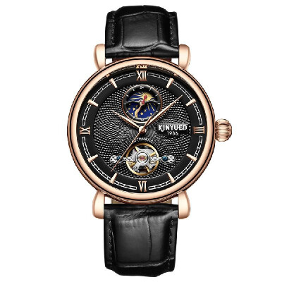 

KINYUED J031 Business Men Automatic Mechanical Watch Time Moon Phse Display Fashion Casual Leather Strap Male Wristwatch Relogio