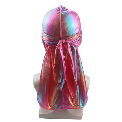 

Unisex Silklike La-ser Polyester Bandana Hat Durag Rag Tail Breathable Headwrap Headwear Hair Accessories Royal Blue
