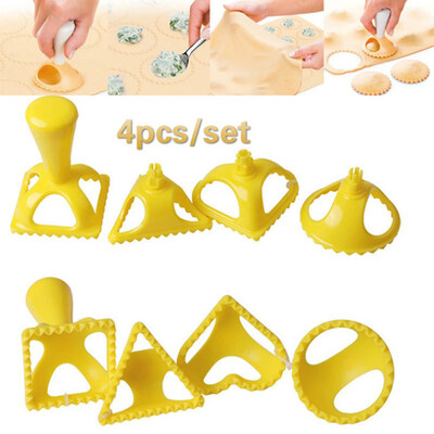 

4PcsSet Kitchen DIY Plastic Dumpling Molds Chinese Jiaozi Pastry Press Tool