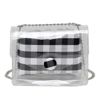 

PVC Transparent Women Mini Crossbody Bag Plaid Clear Shoulder Messenger Bag