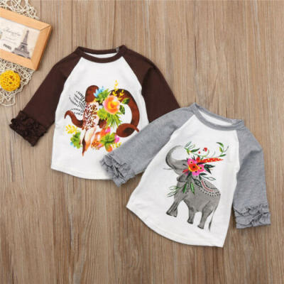 

Newborn Baby Boys Girls Cartoon Animal Long Sleeve Tops T-shirt Cotton Clothes