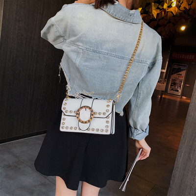 

Elegant Female Diamond Flap Square Bag 2019 New Quality PU Leather Womens Designer Handbag Lock Chain Shoulder Messenger Bag