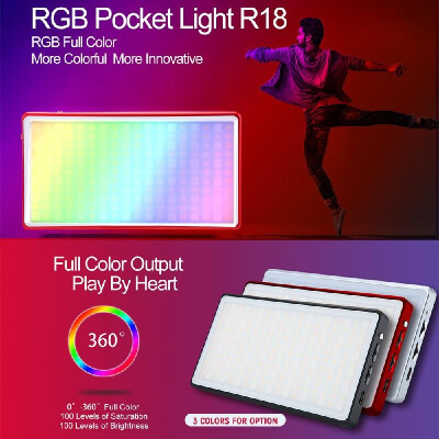 

LituFoto Mini Pocket RGB LED Video Light Panel Power Bank Function Camera Fill Light 3200K-5600K RA＞96 360 Colors 9 Common Light