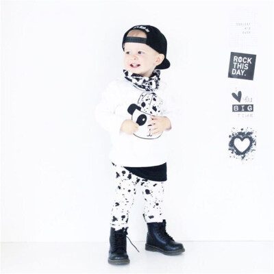 

Toddler Infant Baby Boys Girls Bear Print Tops Pants Outfits Set Clothes