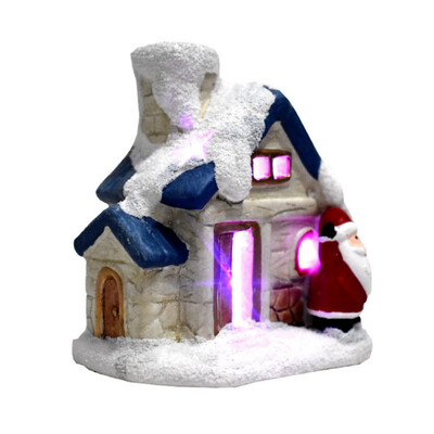 

Resin Christmas Scene Village Houses Town With Clorful Flashing LED Light Battery Operate Christmas Ornamnet