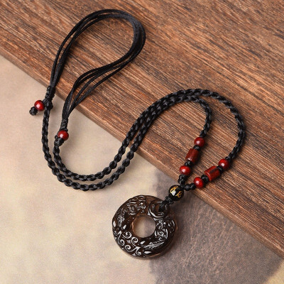 

Obsidian Mens Necklace Trend Personality Couple Pendant