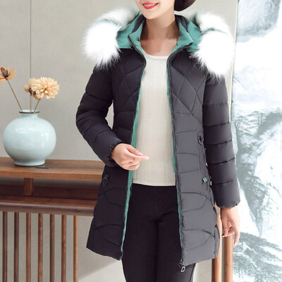 

Toponeto Fashion Women Winter Warm Cotton Hooded Winter Long-Sleeved Overcoat