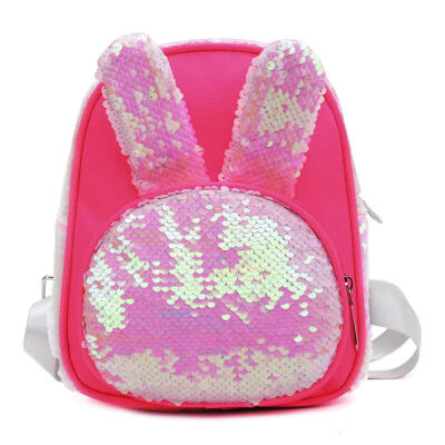 

Rabbit Ear Small Backpacks Women Nylon Sequins Shoulder Girls Knapsack