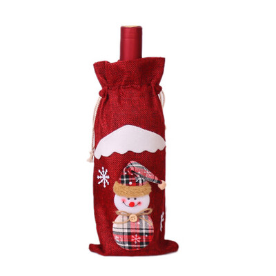 

1pcs Christmas Red Wine Bottle Cover Bags Snowman Santa Claus Xmas Decorations