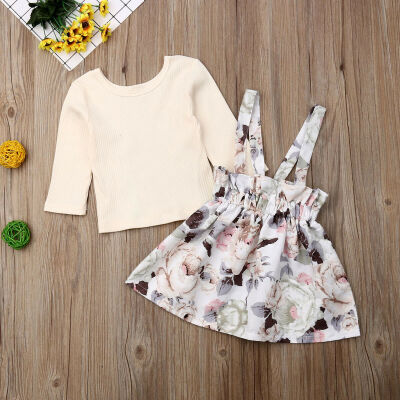 

Toddler Kids Baby Girl Long Sleeve Cotton Top Dress Skirt 2Pcs Outfit Clothes