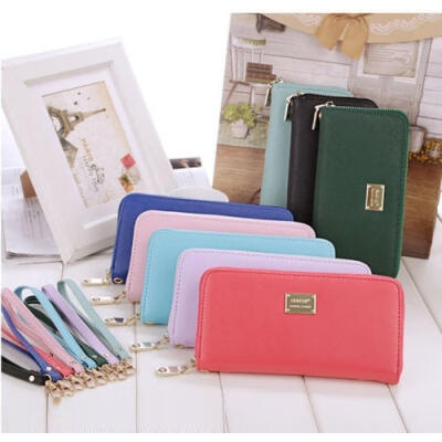 

High Quality Women Zipper Leather Clutch Long Wallet Card Holder Purse Handbag