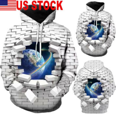 

US Mens Hoodie Sweater Jacket Coat 3D Print Cosplay Pullover hooded Plus Size