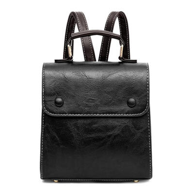 

Leather Travel Backpacks Women Small School Bags Preppy Pure Color Knapsack