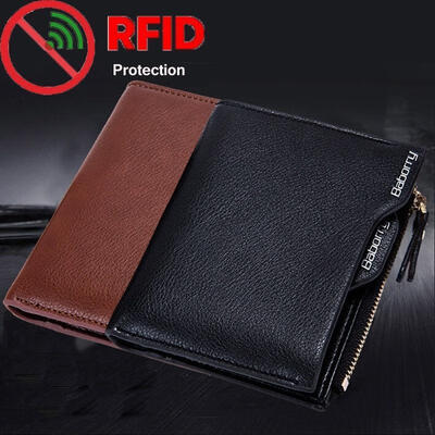 

2017 New Men RFID Blocking Secure Wallet 6 Card Slots Protective Short Wallet