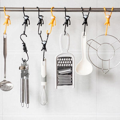

1 Pcs Cute Monkey Hooks Cloths Hanging Kitchen Utensil Hanger Garden Rail Pot