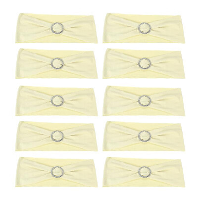 

10PCS Wedding Decorations Elastic Spandex Chair Cover Sashes Bows Elastic Chair Bands With Buckle Slider Sashes Bows 7 Colors