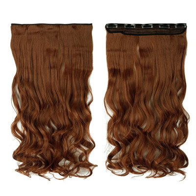 

Synthetic Fiber Clips in on Hair Extension 34 Full Head One Piece 5 Clips Long Silky Straight Curly Wavy