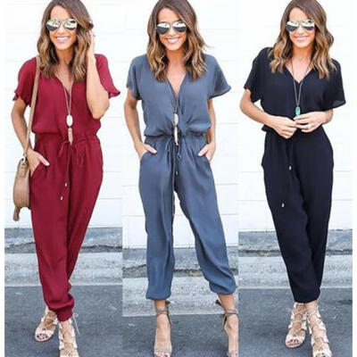 

Womens V Neck Clubwear Playsuit Party Jumpsuit&Romper Long Trousers 6-14