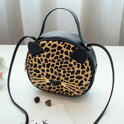 

Tailored Women Leopard Shoulders Small Backpack Letter Purse Mobile Phone Messenger Bag