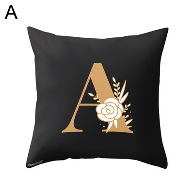 

Capital Letter Flower Print Pillow Case Waist Throw Cushion Cover Bedroom Decor