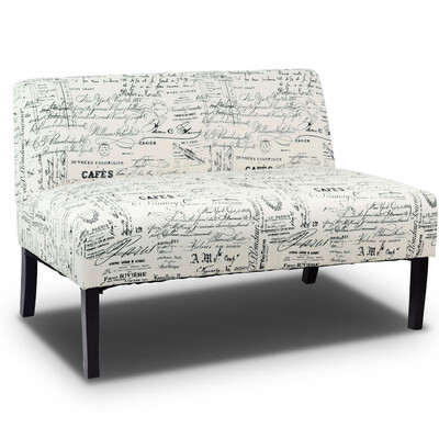 

Living Room Wooden Leg Armless Loveseat Sofa-White