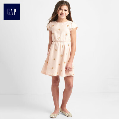 

GAP flagship store girls sequins polka dot pattern wide swing dress 922261 new pure pink XS