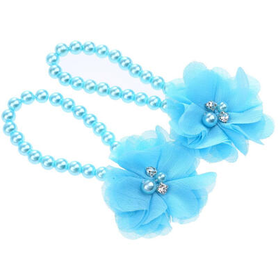 

Newborn Baby Girls Flowers Sandals Pearl Barefoot Flower First Walker